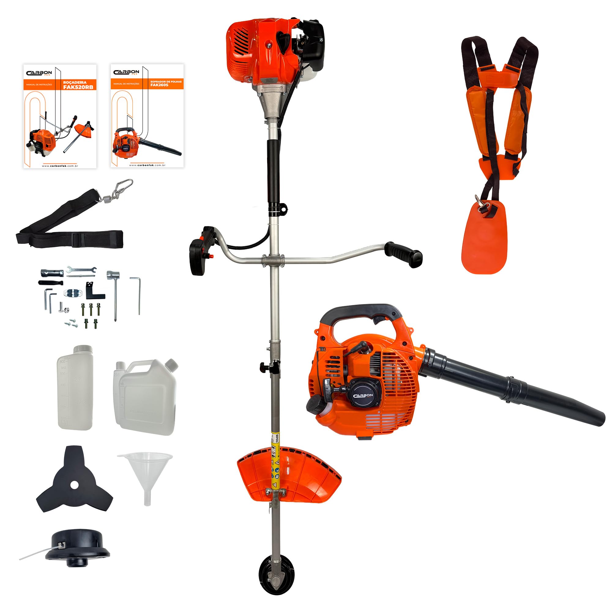 Combo Roçadeira Gasolina Bipartida 2,5HP 52cc + Soprador de Folhas